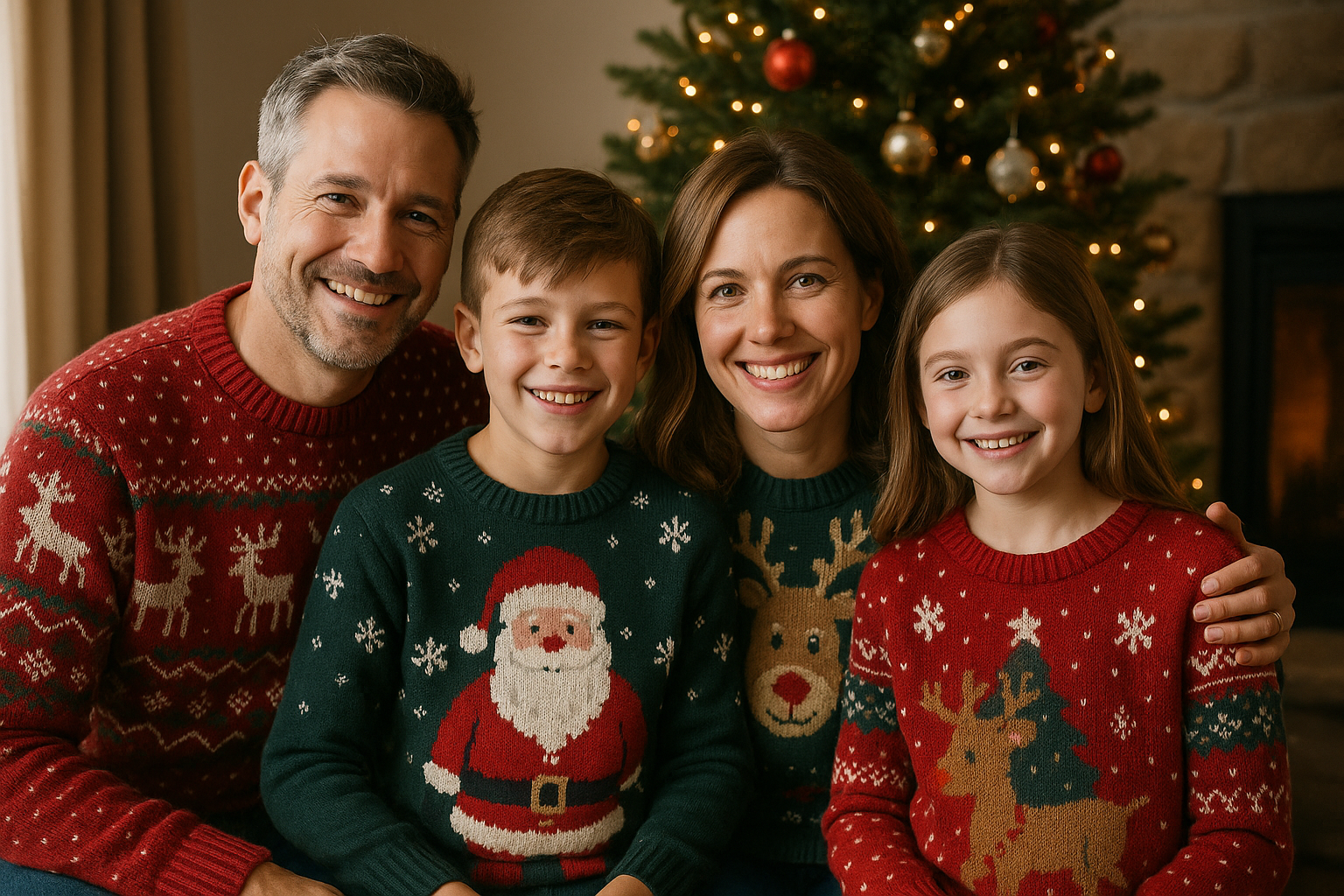 family christmas sweaters - Illustration